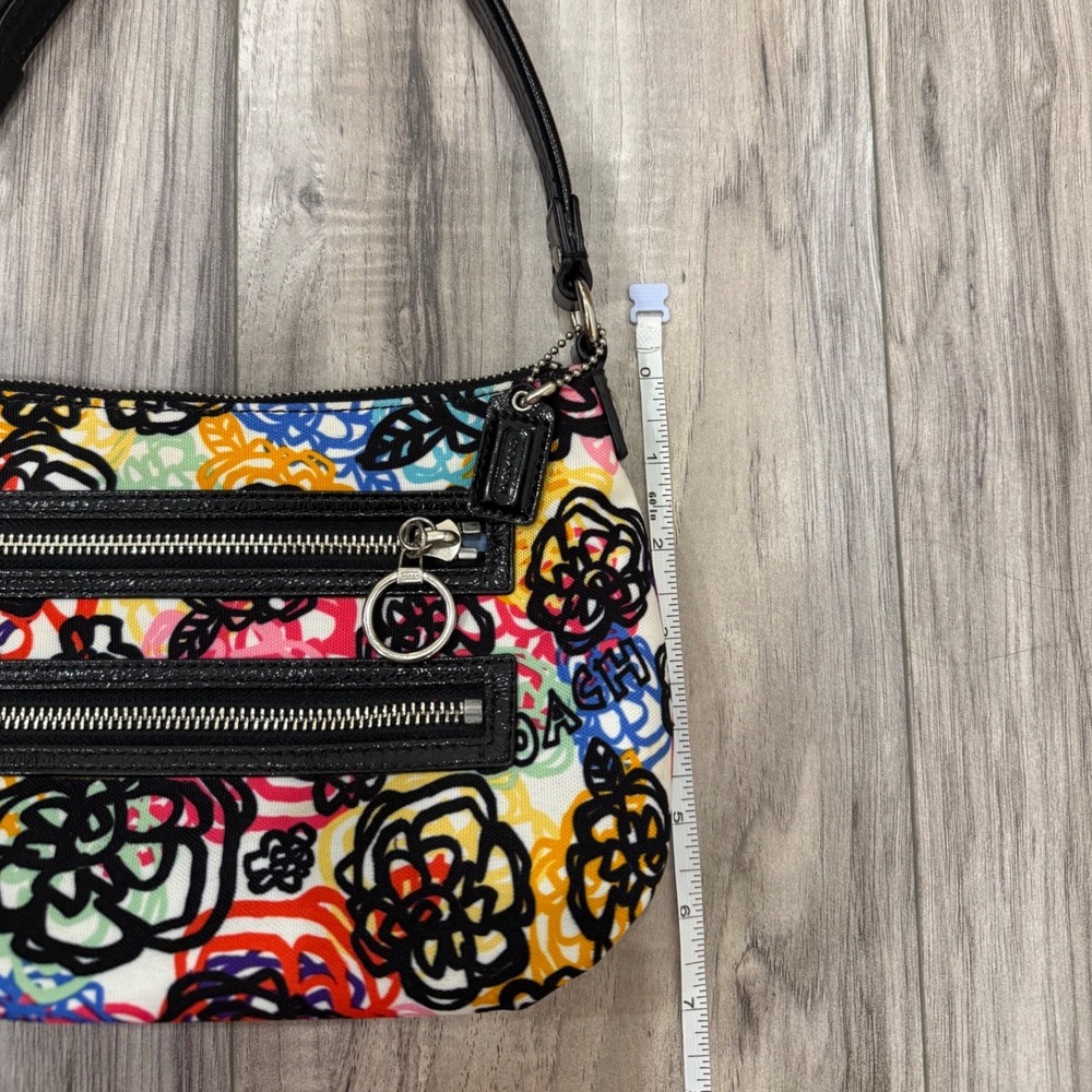 Coach Poppy Graffiti Floral Canvas‎ Shoulder Bag Y2K McBling Rare - Picture 11 of 11